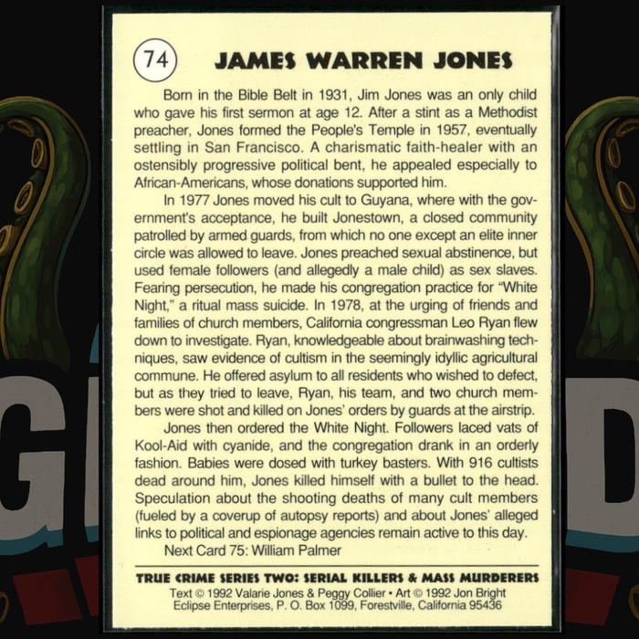 1992 Eclipse True Crime Card 74 James Warren Jones