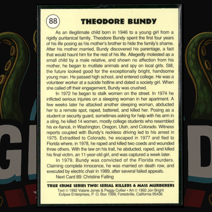 1992 Eclipse True Crime Card 88 Theodore Ted Bundy