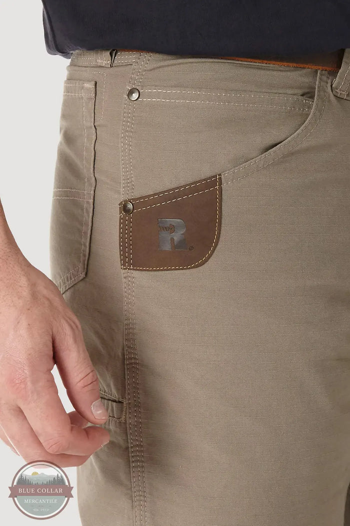 Wrangler 3W045DK Riggs Workwear Technician Pants in Dark Khaki front pocket