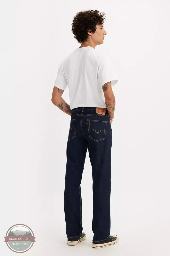 Levi's 505-0216 Regular Fit Straight Leg Jeans in Dark Wash Back View