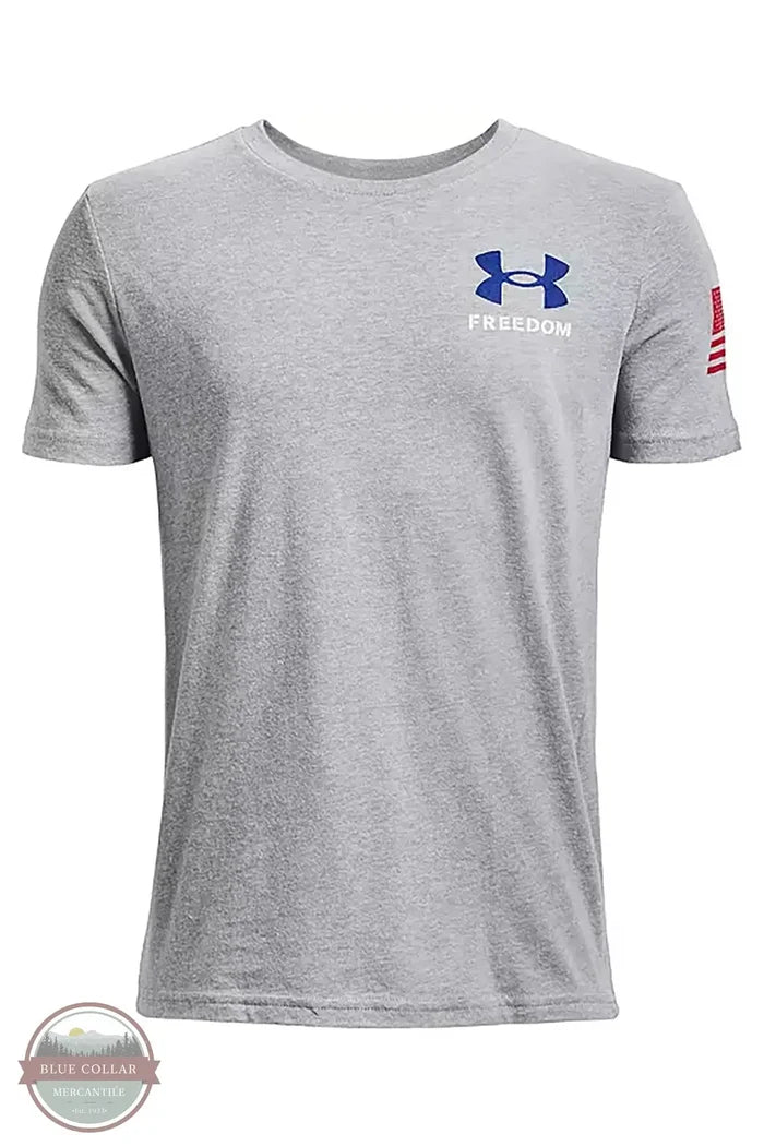 Under Armour 6000251-035 Freedom Flag Short Sleeve T-Shirt in Heather Gray, front