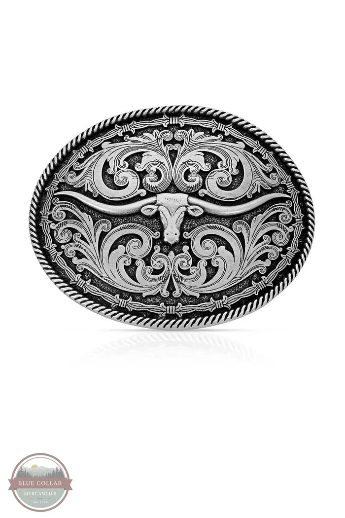 Montana Silversmiths Buckle - Rope & Barbed Wire Longhorn Classic A550S
