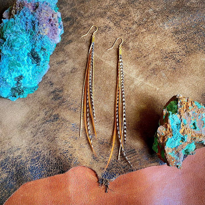 Astali Earrings-FREEBIRDS COLLECTION: Mini Feather-Fawn Grizzly