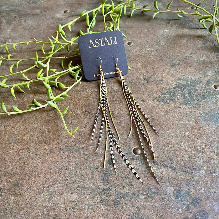 Astali Earrings-FREEBIRDS COLLECTION: Mini Feather-Grizzly