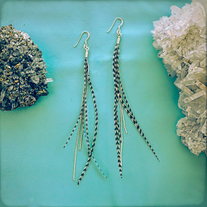 Astali Earrings-FREEBIRDS COLLECTION: Mini Feather-Grizzly/Silver