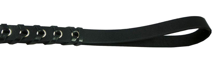 Black Leather Braided Dog Traffic Leash Short 15" Long