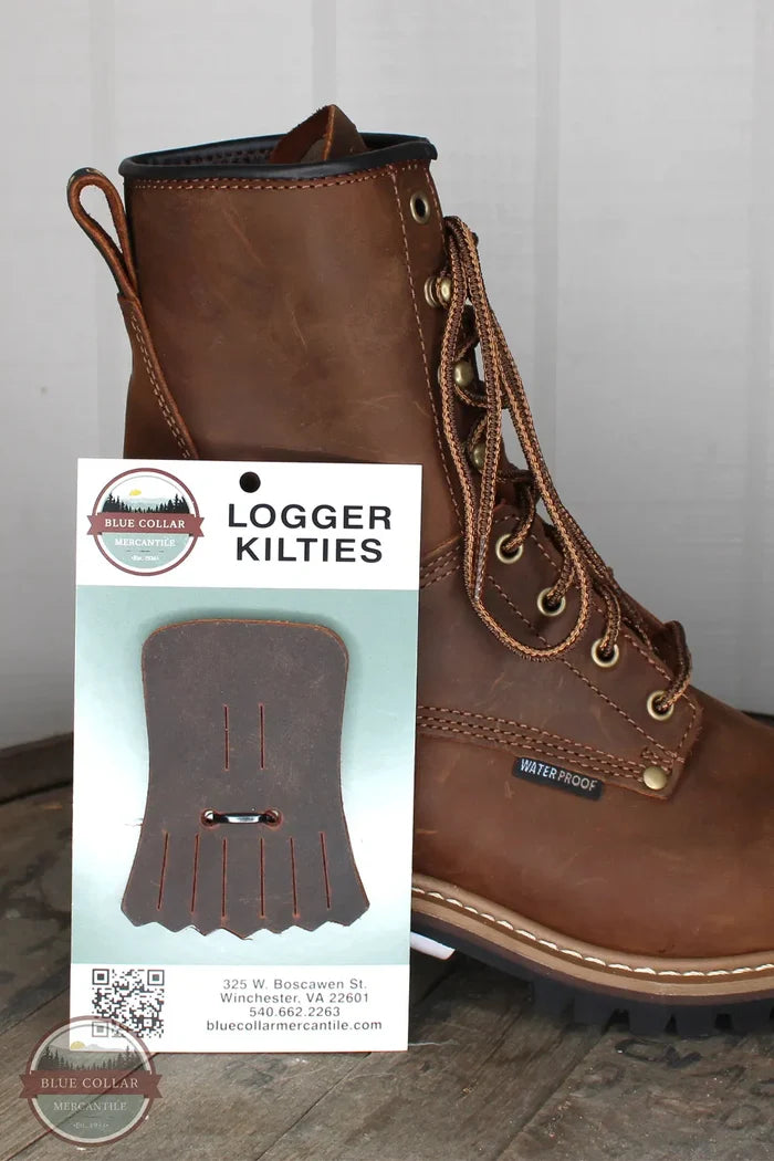 Brown Leather Logger Kilties - Crazy Horse Water Buffalo Boot Protector | Blue Collar Mercantile