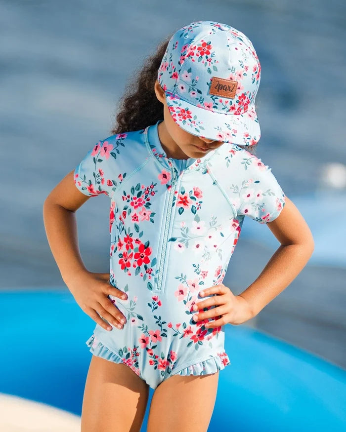 Deux Par Deux One Piece Rashguard Short Sleeve Print - Flowers