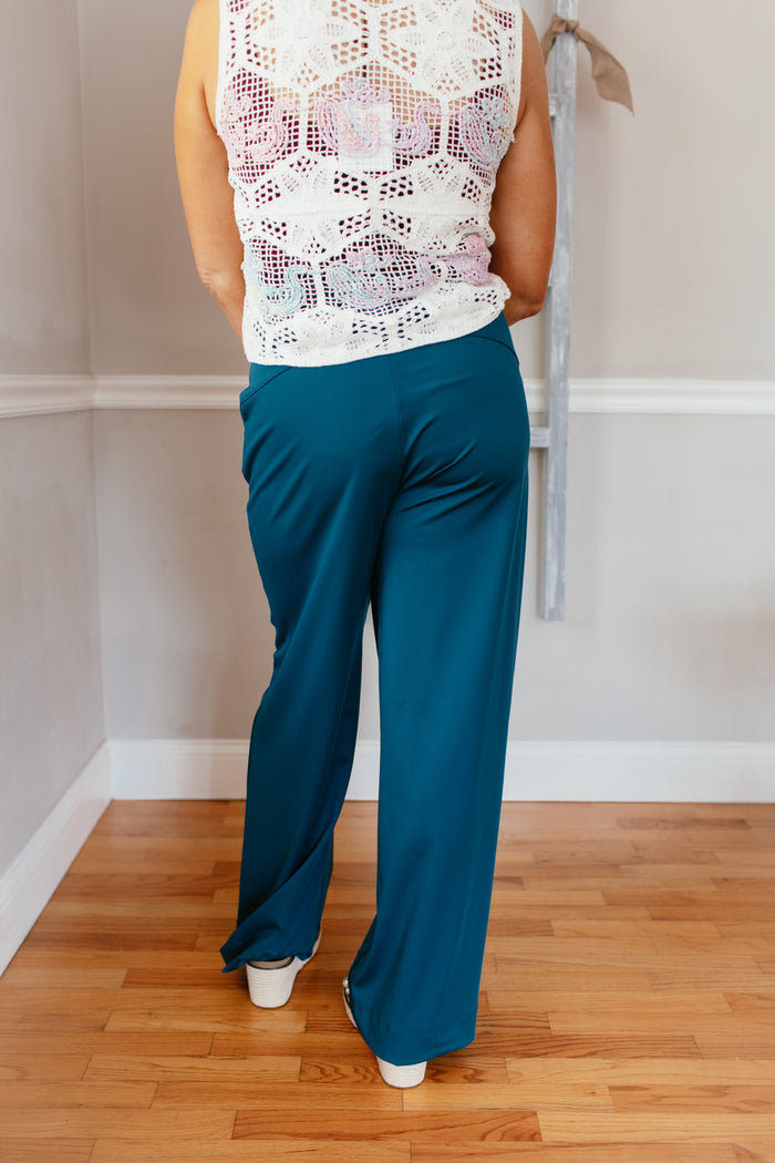 Elevate Everyday Pants In Teal - Reg & Curvy -FINAL SALE