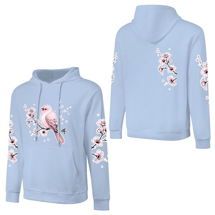 ETC Baby Blue - Pink Blossom Cotton Hoodie