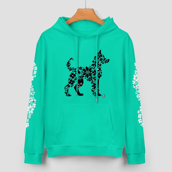 ETC Floral Dog Mint Cotton Hoodie