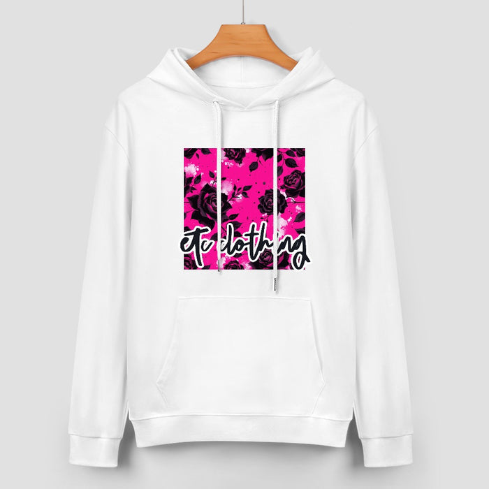 ETC Hot Pink Floral Noir Cotton Hoodie