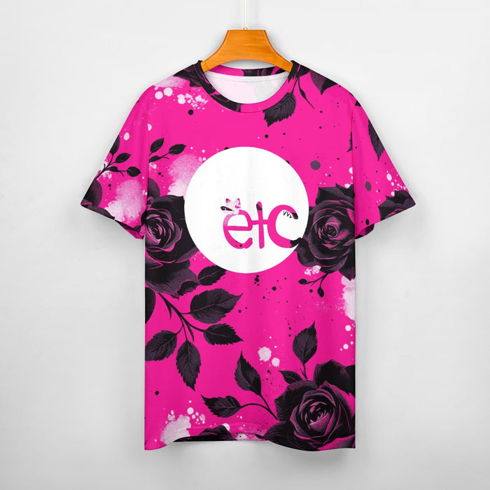 ETC Hot Pink Floral Noir Logo Cotton Tee