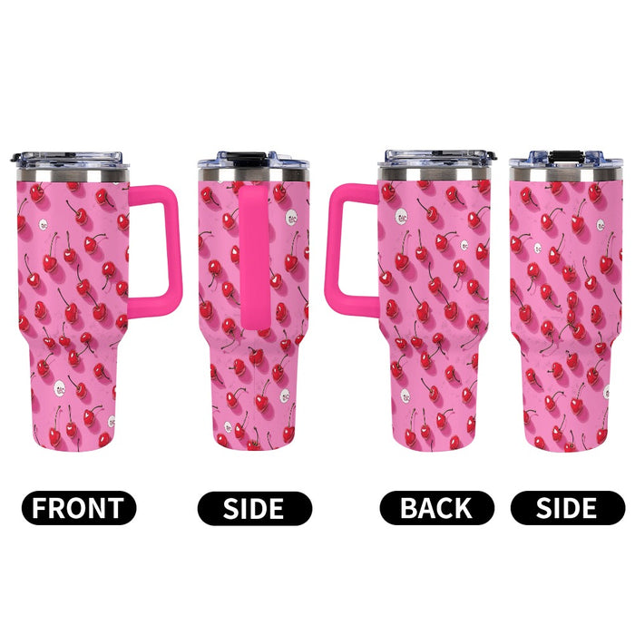 ETC Pink Cherries Insulated Travel Mug