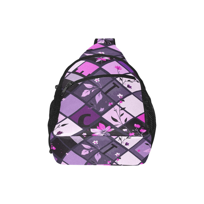 ETC Purple Squares Cross Body Bag
