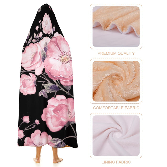 ETC Spring Peonies Hooded Blanket