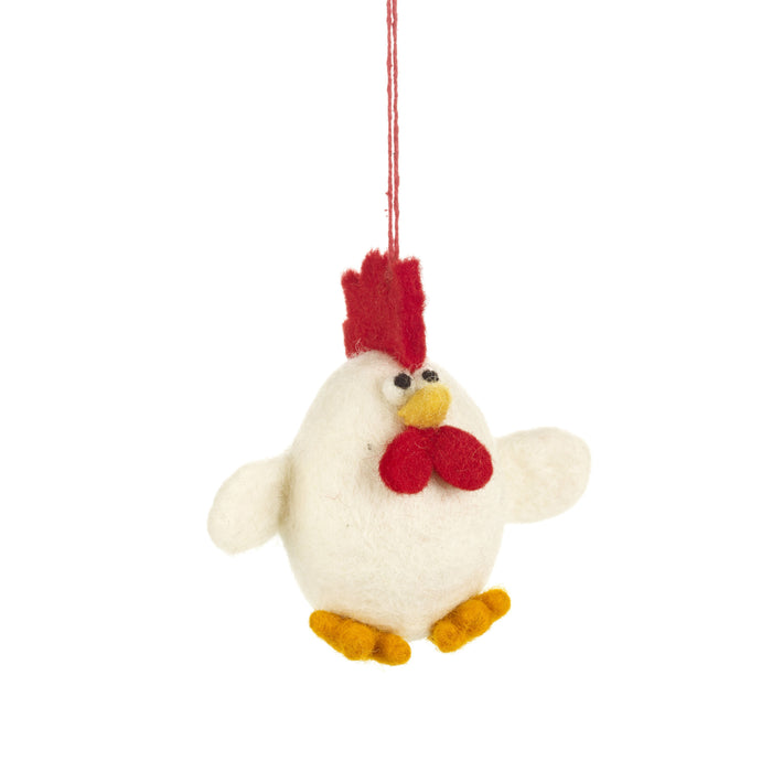 Felt So Good handmade chicken hanging decoration.