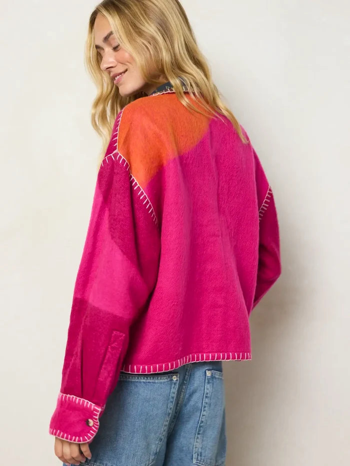 Flannel Oversized Jacket - Fuchsia-view 6
