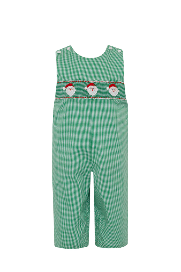 Green Gingham Smocked Santa Face Jon Jon