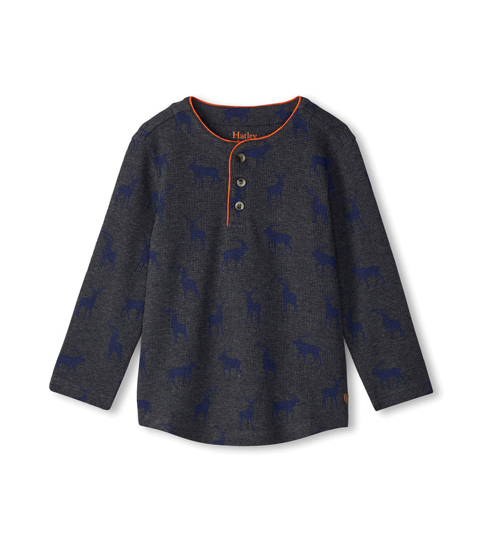 Hatley Longsleeve Henly Tee - Blue Elks