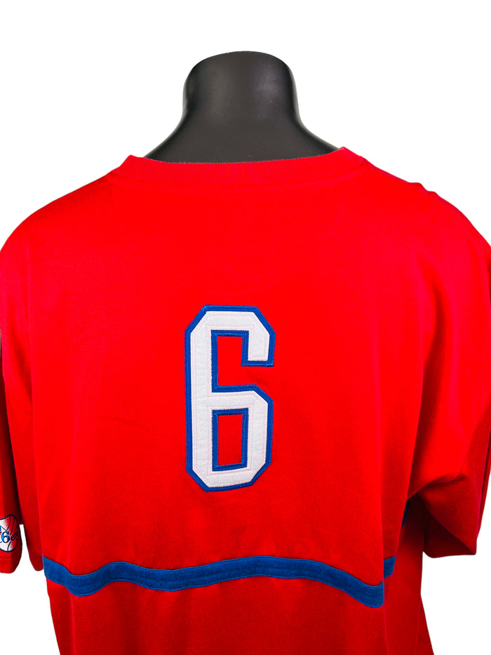 JULIUS DR. J ERVING PHILADELPHIA SIXERS VINTAGE 2000'S HARDWOOD CLASSICS REEBOK SHOOTING SHIRT ADULT 3XL