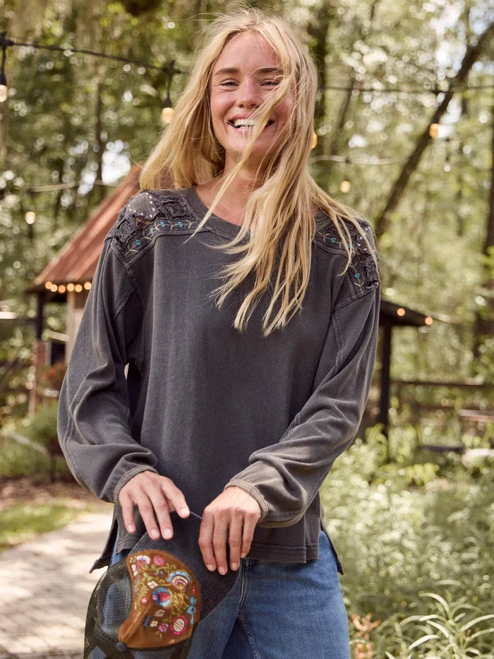 Juniper Embellished Top - Charcoal-view 4