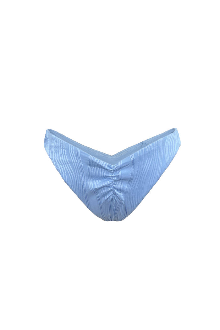 Blue ribbed V-front bikini bottom – Lucia