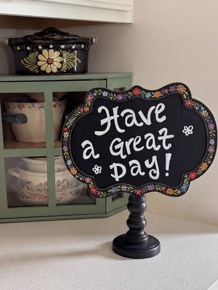 Magnetic Chalk Board Stand - Black Folk Flower-view 4
