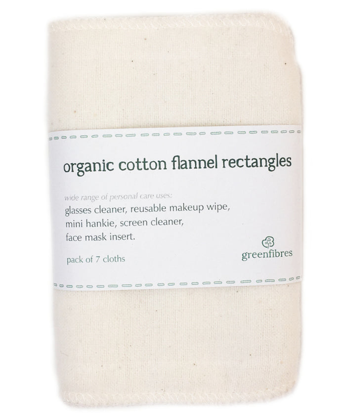 organic flannel rectangle with Greenfibres label