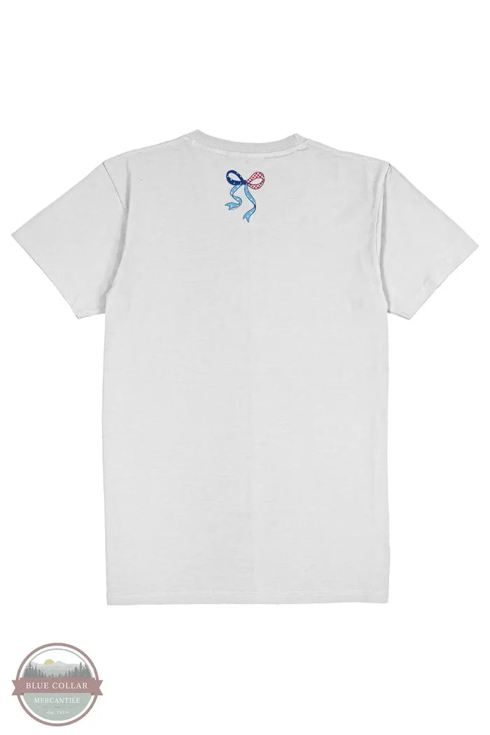 Simple Southern SS-PATCHBOW-WHITEWATER Patch Work Bow Short Sleeve T-Shirt in Light Grey, rear