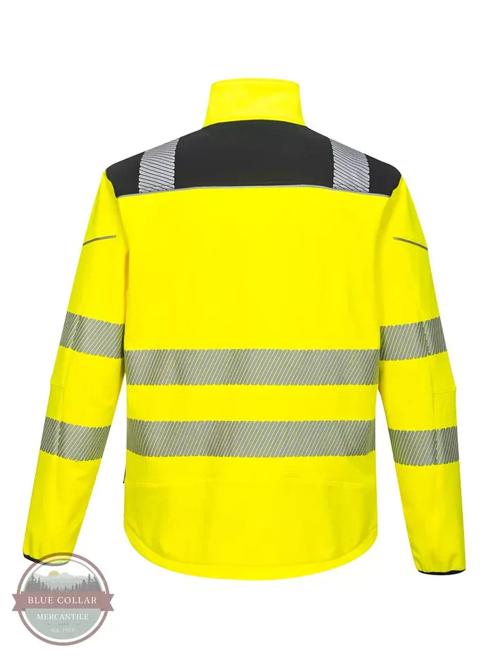 Portwest LLC T402YB PW3 Hi-Vis Softshell Jacket Back View