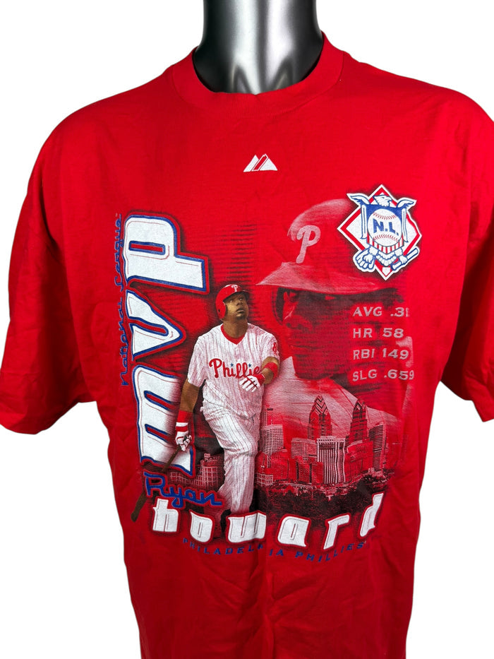 RYAN HOWARD PHILADELPHIA PHILLIES VINTAGE 2000'S MAJESTIC MVP T-SHIRT ADULT 2XL