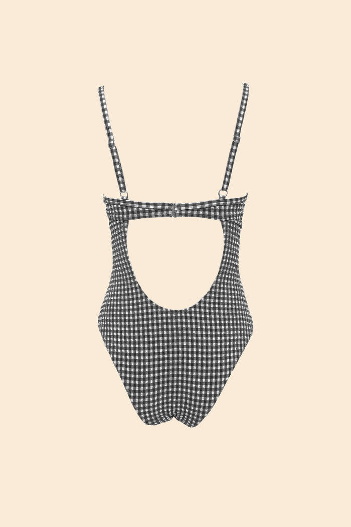 Solara one-piece in textured black gingham