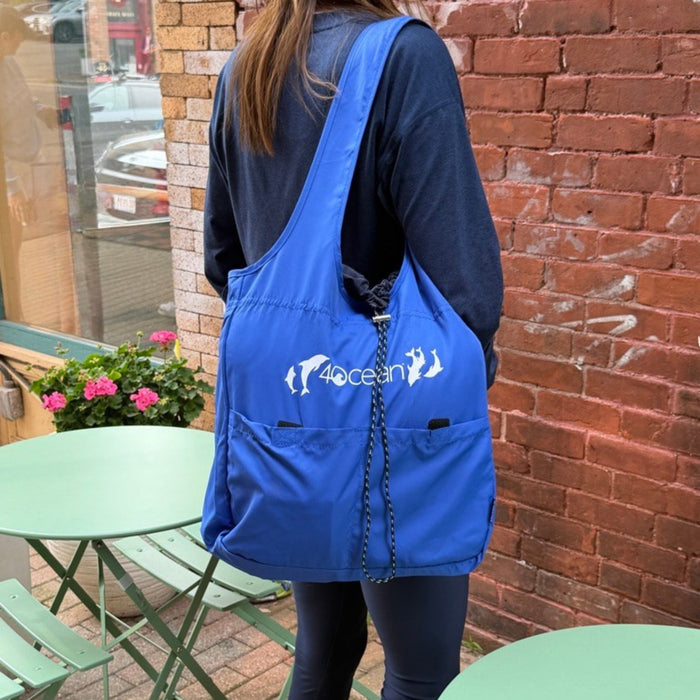 BYBBA Cobalt Wave The Balos Packable Tote Bag - Cobalt Dolphins