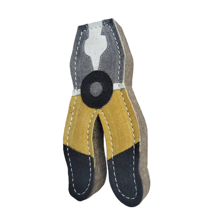 Tuff Dog Toy Super Pliers – Natural Leather & Wool, Durable for Chewers, Tug-of-War, Eco-Friendly Play