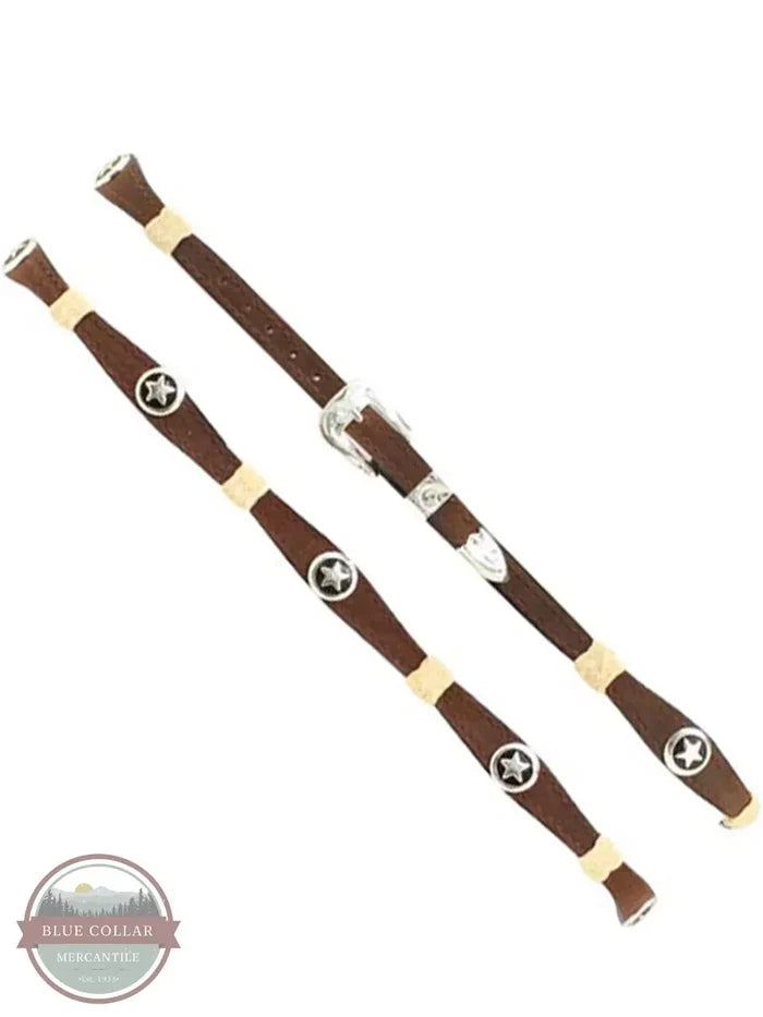 M & F 0297044 Genuine Leather Scalloped Hatband in Medium Brown