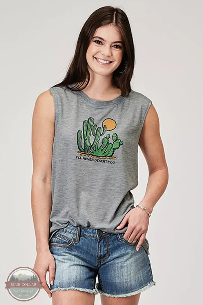 Roper 03-037-0513-2021 GY Jersey Knit Sleeveless T-Shirt in Grey Front View
