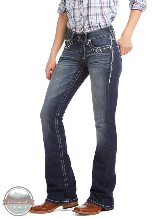 Ariat 10017510 Entwined Marine R.E.A.L. Mid Rise Boot Cut Jeans front regular sizess