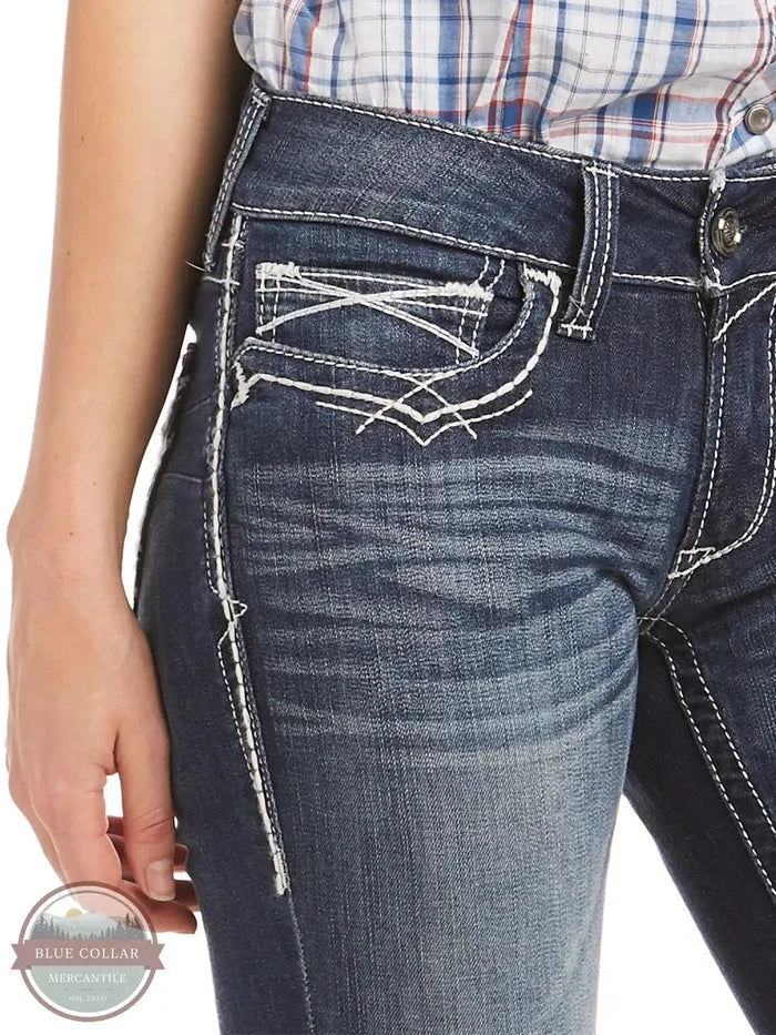 Ariat 10017510 Entwined Marine R.E.A.L. Mid Rise Boot Cut Jeans front regular pocket