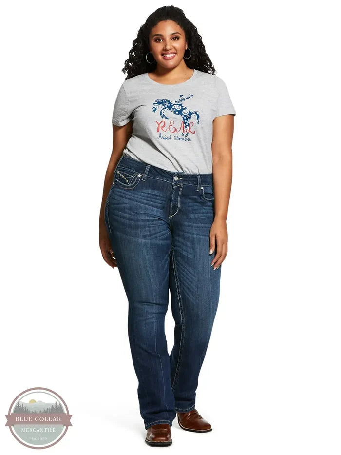 Ariat 10017510 Entwined Marine R.E.A.L. Mid Rise Boot Cut Jeans plus size front