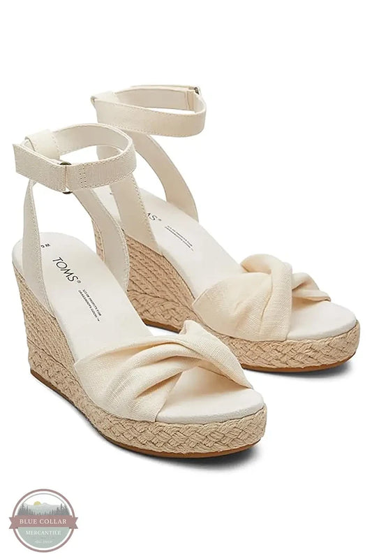TOMS 10019730 Marisela Natural Woven Wedge Sandals in Sand, pair