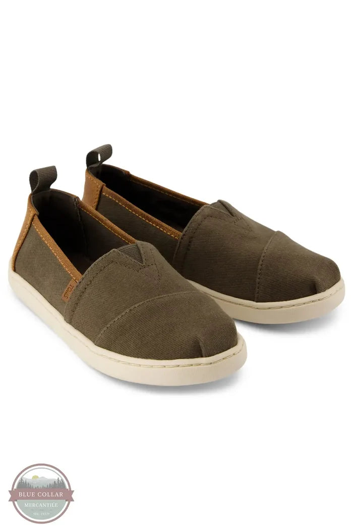 Toms Americas 10021233 Alpargata Canteen Vintage Canvas Kid Slip On in Green, front