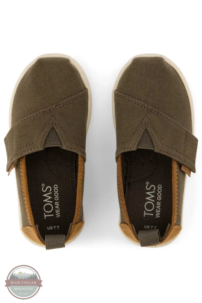 Toms Americas 10021239 Alpargata Canteen Vintage Canvas Toddler Shoe in Green, top