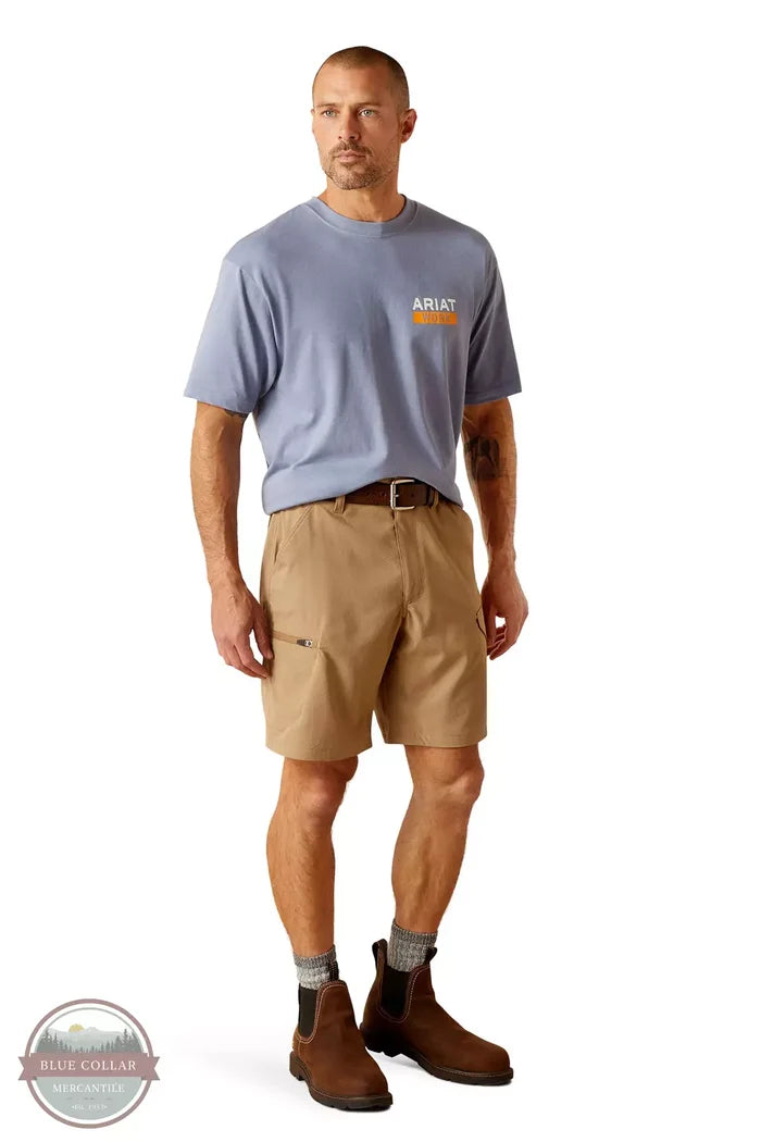 Ariat 10048225 Rebar WorkFlow Ultralight Shorts in Field Khaki Front View