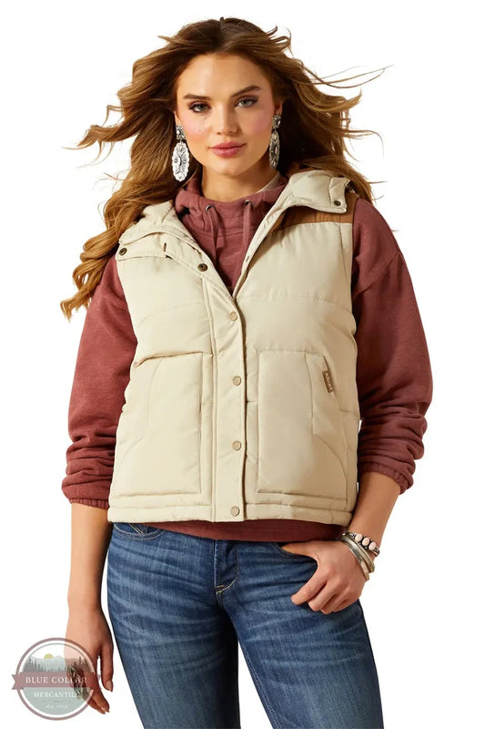 Ariat 10062573 Frontier Puffer Vest in Tan/Brown, front
