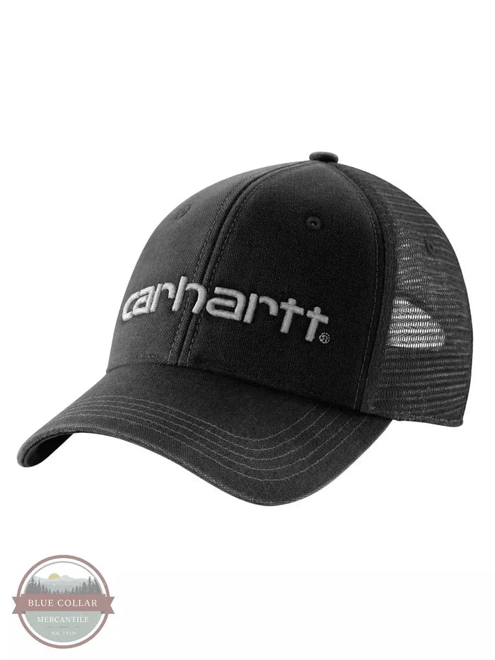 Carhartt 101195 Canvas Mesh-Back Logo Graphic Cap Black Front View