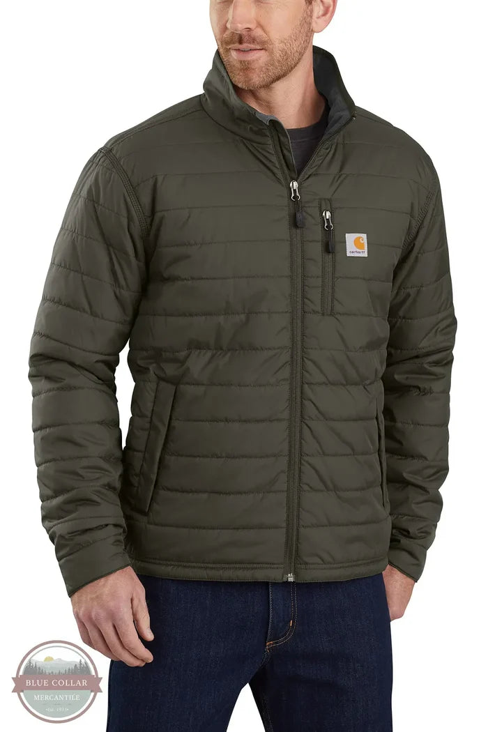 Carhartt 102208 "Gilliam" Rain Defender® Relaxed Fit Lightweight Insulated Jacket in MOSS color on Model