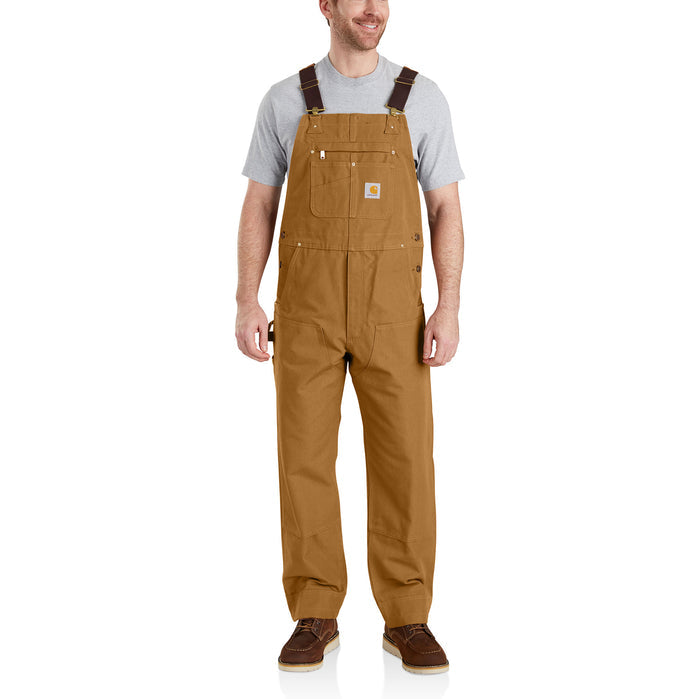 Carhartt 102776-211&nbsp;Relaxed Fit Duck Bib Overall in Carhartt Brown front view with model