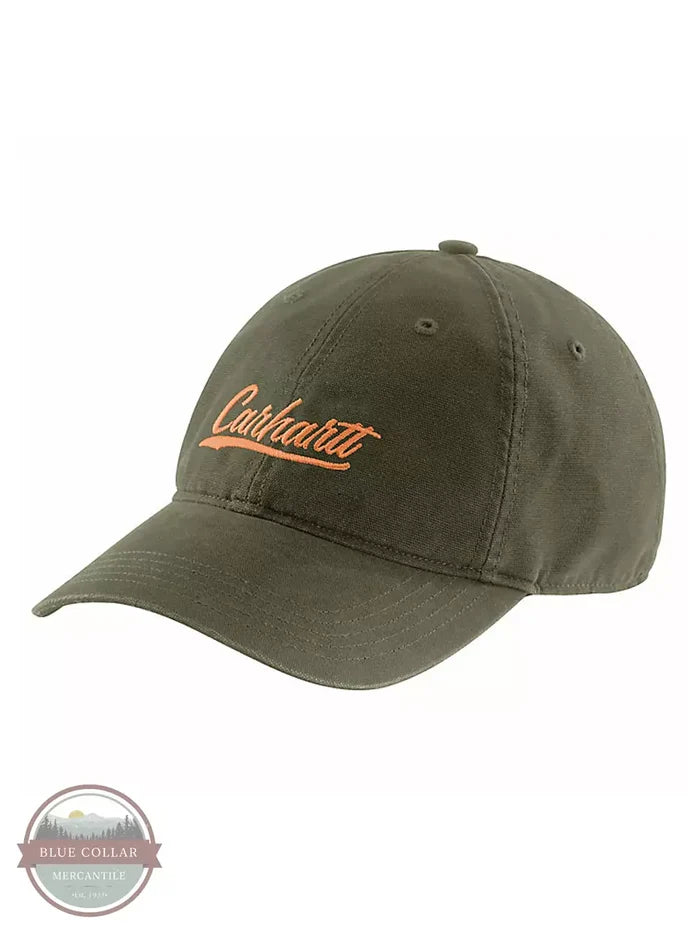 Carhartt 105247 Canvas Script Graphic Cap Basil Front View