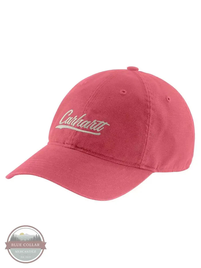 Carhartt 105247 Canvas Script Graphic Cap Rosewood Front View